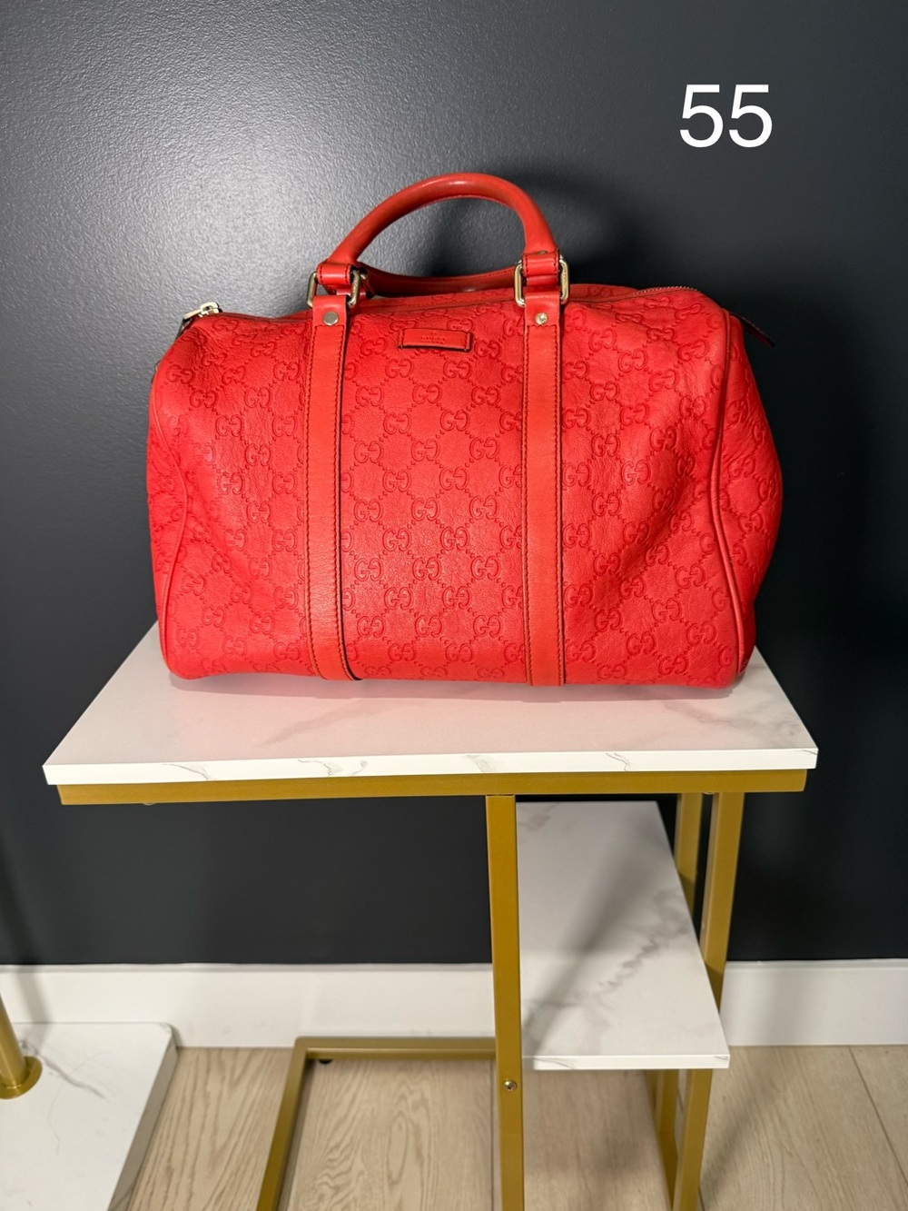 Gucci Red Embossed Monogram Duffel